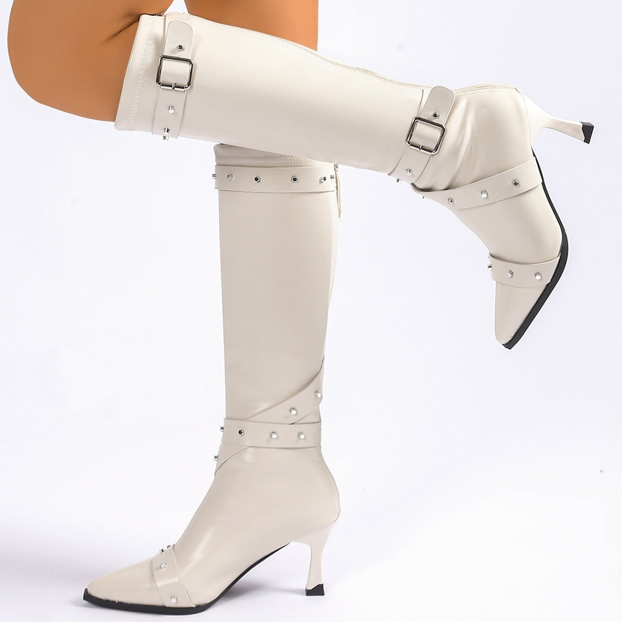 Women's Pointed Toe Knee High Heel Boots