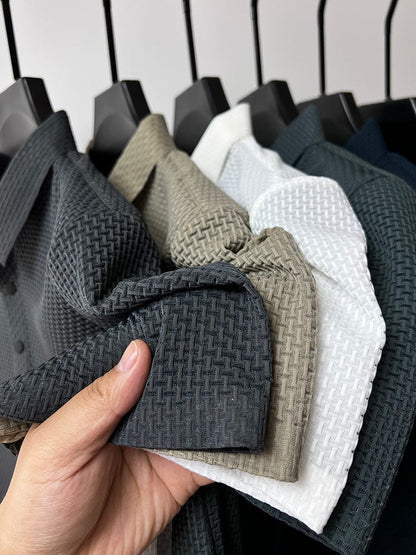 Men's Short Sleeve Polo Shirt Textured Design