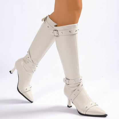 Women's Pointed Toe Knee High Heel Boots