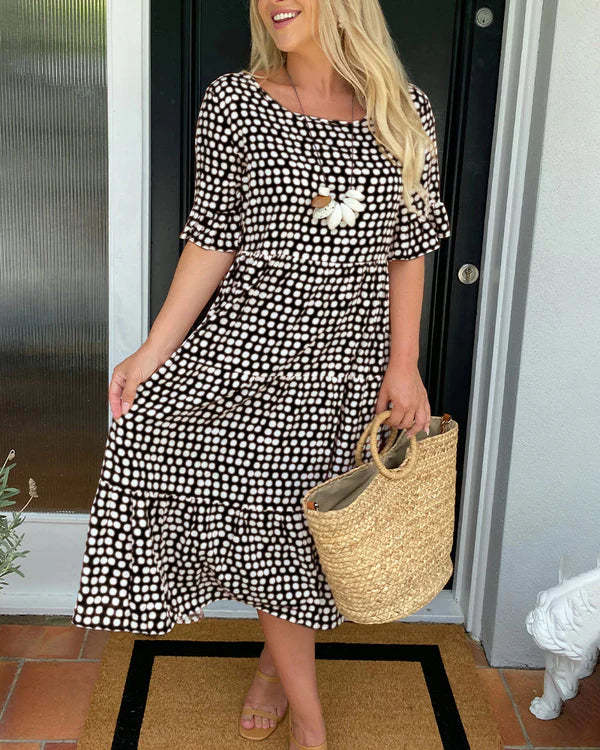 Casual Spotted Midi Dress for Women