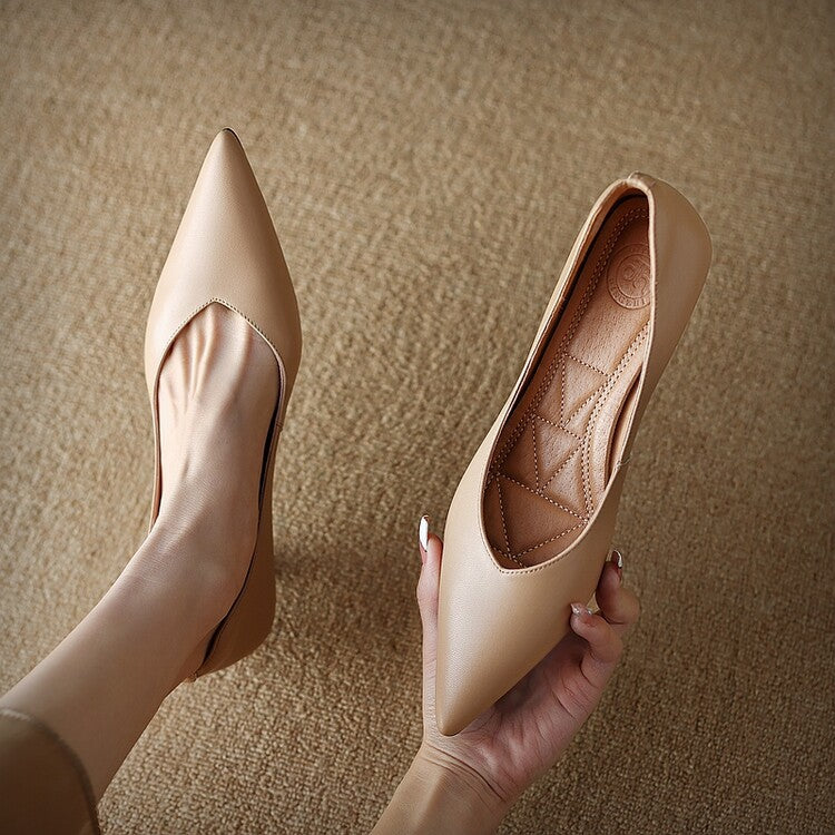 Elegant Low Heel Pointed Toe Women's Slip On Pumps