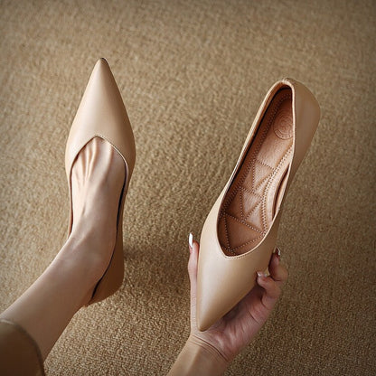 Elegant Low Heel Pointed Toe Women's Slip On Pumps