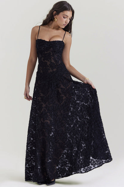 Women's Elegant Maxi Dress Silky Slim Fit Spaghetti Straps
