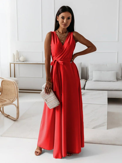 Elegant Ladies Long Wedding Guest Wrap Dress