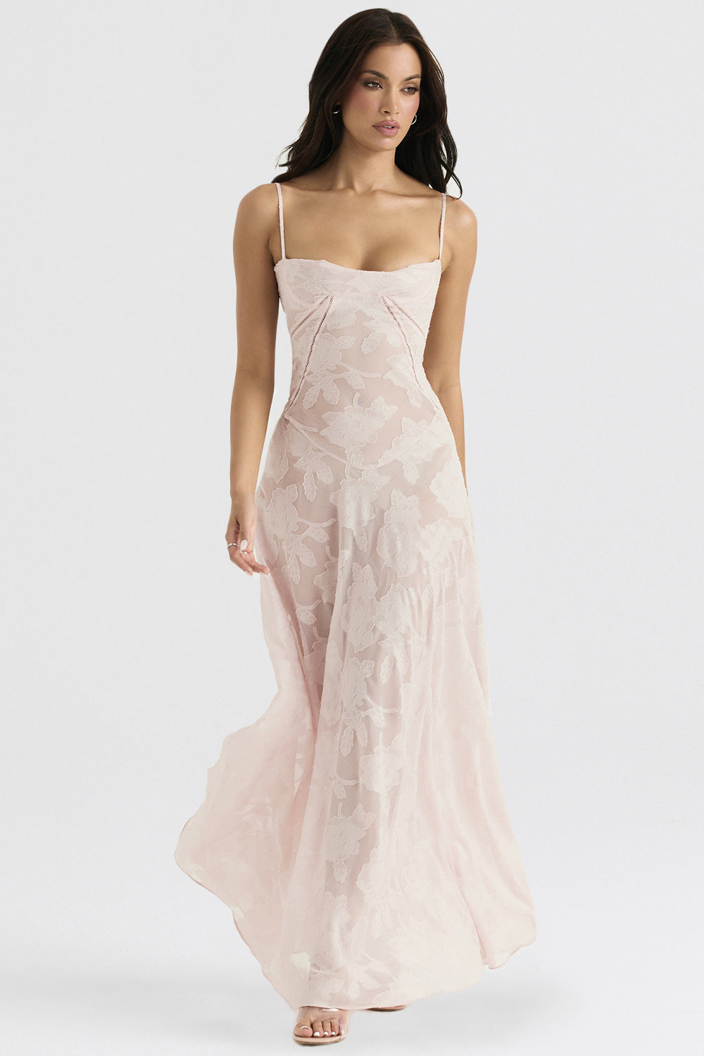 Women's Elegant Maxi Dress Silky Slim Fit Spaghetti Straps