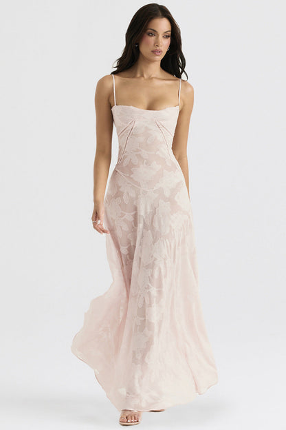 Women's Elegant Maxi Dress Silky Slim Fit Spaghetti Straps