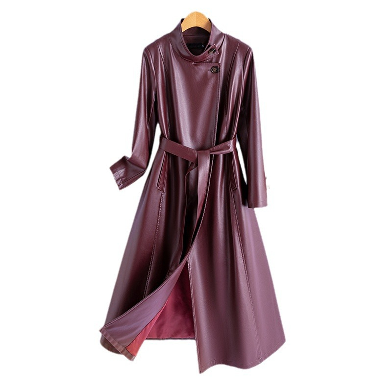 Women's Leather Wrap Coat - VibreMode