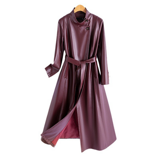 Women's Leather Wrap Coat - VibreMode