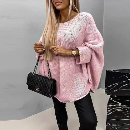 Women's Oversized Knit Sweater Batwing Sleeves Relaxed Fit