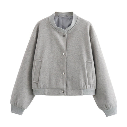 Men's Pilot Jacket Ribbed Cotton Stand-Up Collar