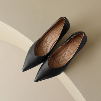 Elegant Low Heel Pointed Toe Women's Slip On Pumps
