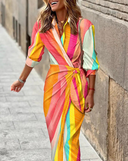 Women's Wrap Dress with Collar