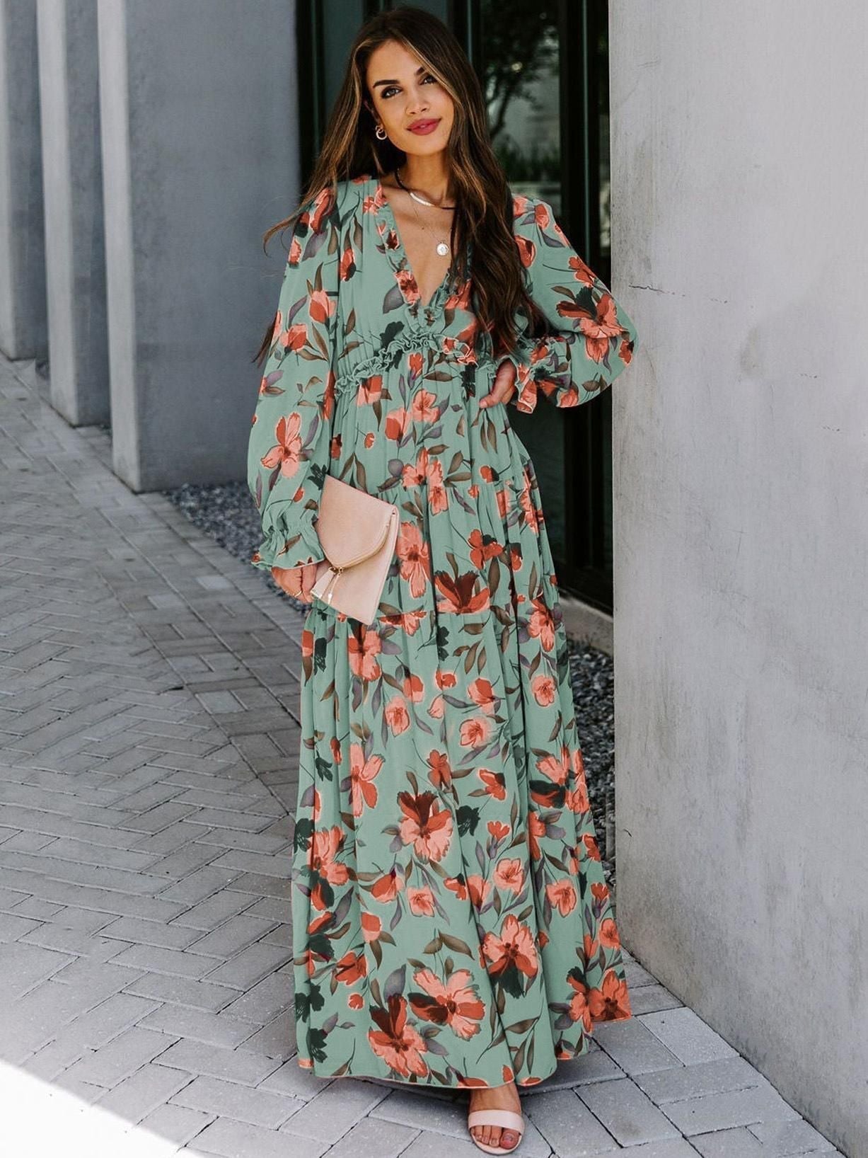 Beautiful Floral Floor Length Maxi Dress