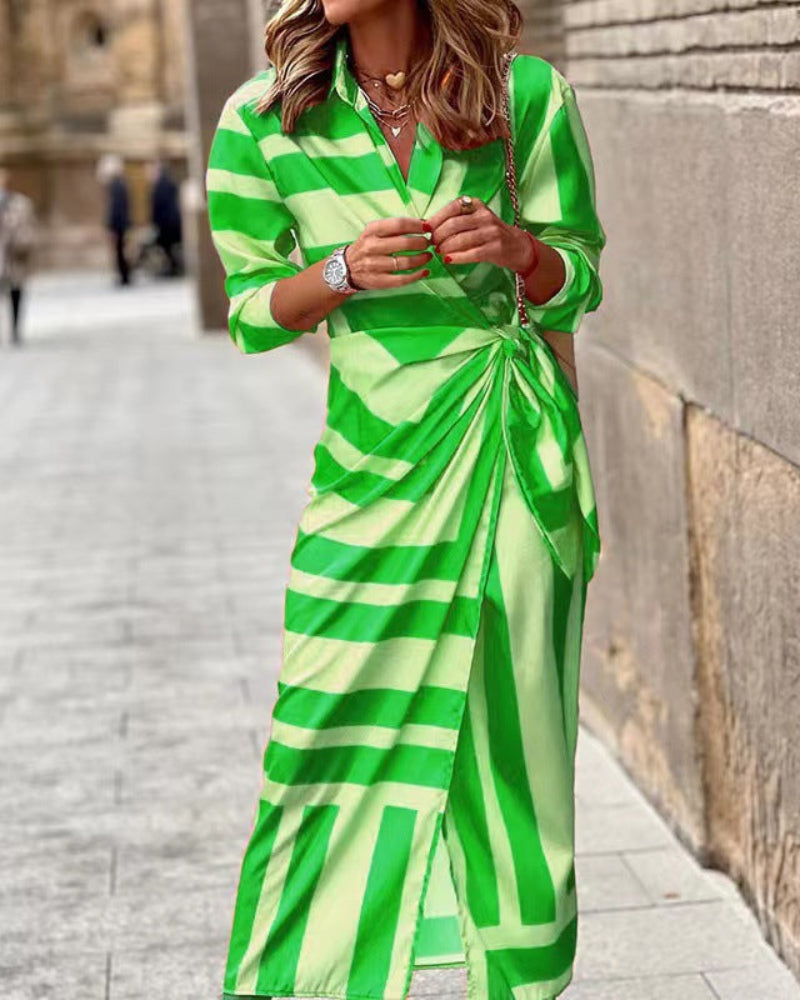Women's Wrap Dress with Collar