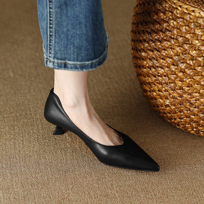 Elegant Low Heel Pointed Toe Women's Slip On Pumps