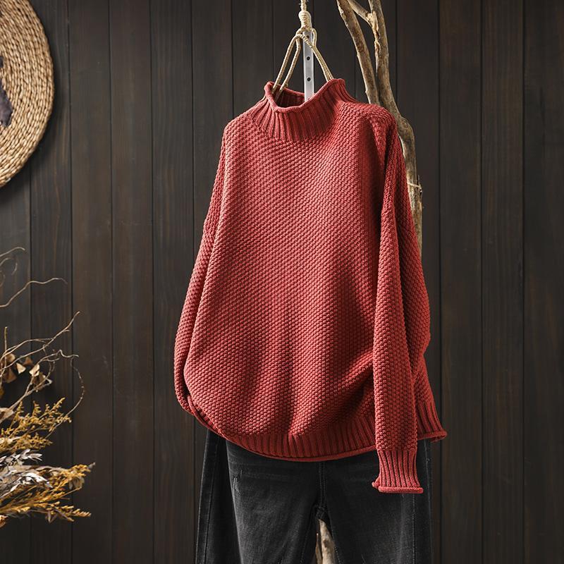 Women's Chunky Textured Knit Sweater - VibreMode