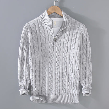 Men's Cable Knit Half-Zip Sweater Textured Classic Design