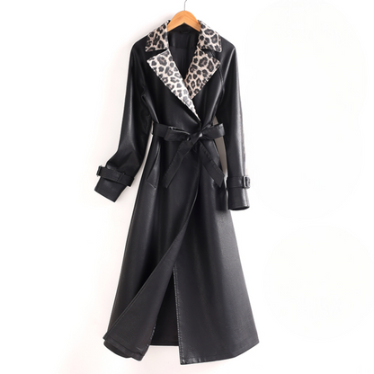Women's Leather Trench Coat - VibreMode