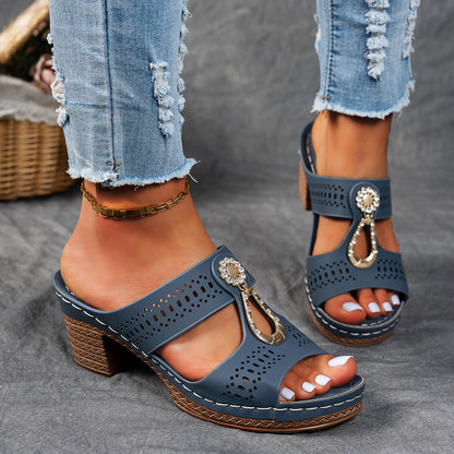 Comfortable Women's Sparkly Flat Sandals