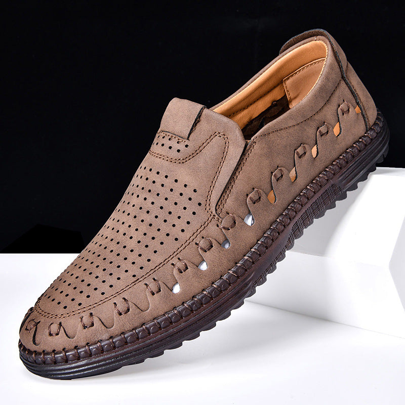 Aldric Men's Faux Leather Loafers Hand-Stitched - VibreMode