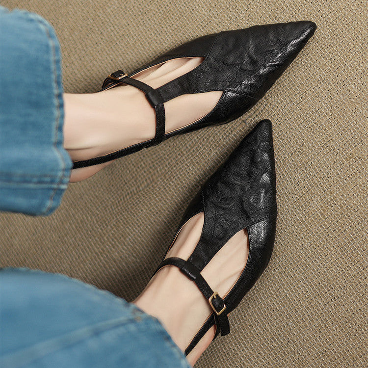 Luxury Black Leather High Heels