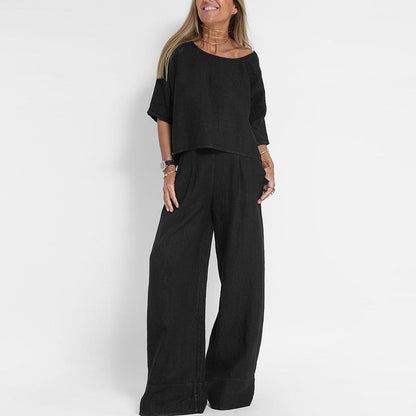 Elegant Relaxed Fit Pants Set