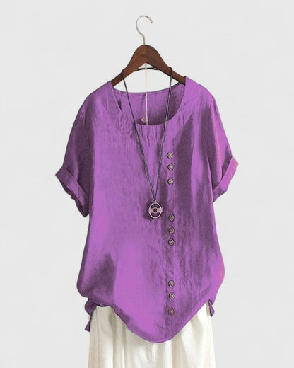 Chic Off-Center Button Top