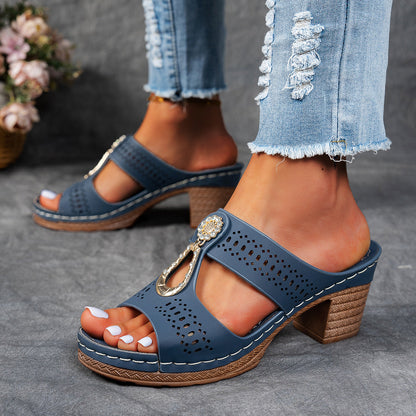 Comfortable Women's Sparkly Flat Sandals
