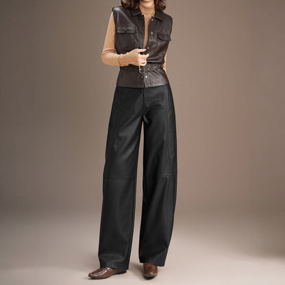 Della Leather Wide Leg Pants - Jack Hafford