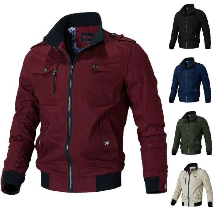 Men's Bomber Jacket Lightweight Zipper Pockets Black