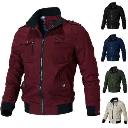 Men's Bomber Jacket Lightweight Zipper Pockets Black
