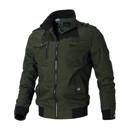 Men's Bomber Jacket Lightweight Zipper Pockets Black