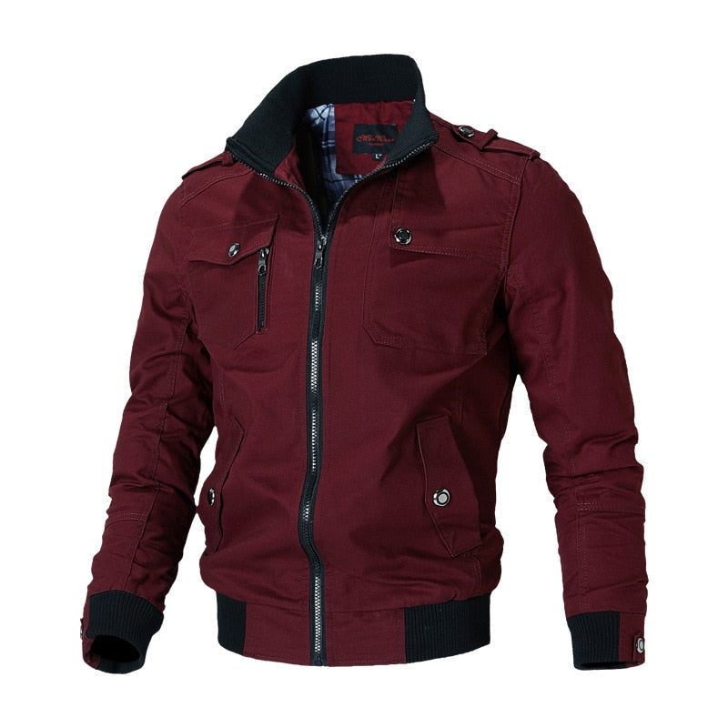 Men's Bomber Jacket Lightweight Zipper Pockets Black