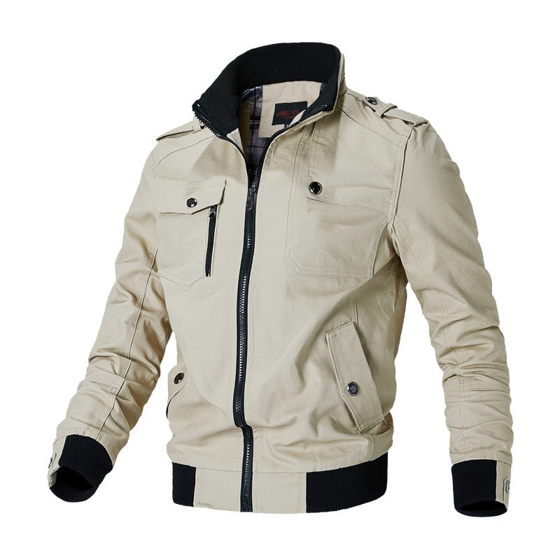 Men's Bomber Jacket Lightweight Zipper Pockets Black