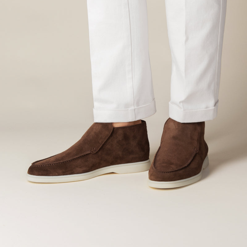 Men's Suede Loafers Calf Leather Brown