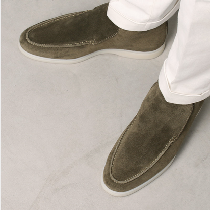 Men's Suede Loafers Calf Leather Brown