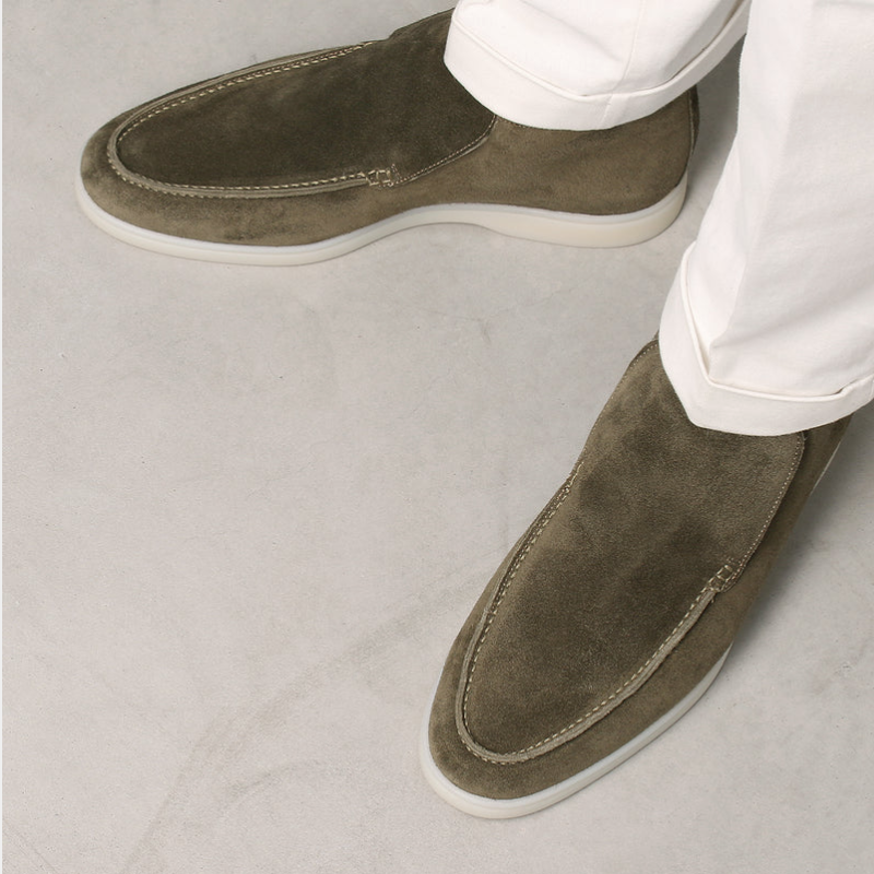 Men's Suede Loafers Brown Elegant Calfskin