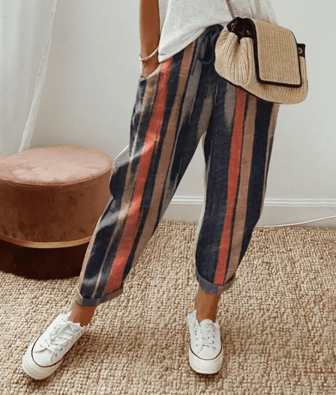 Women's Printed Trousers Comfort Waistband - VibreMode