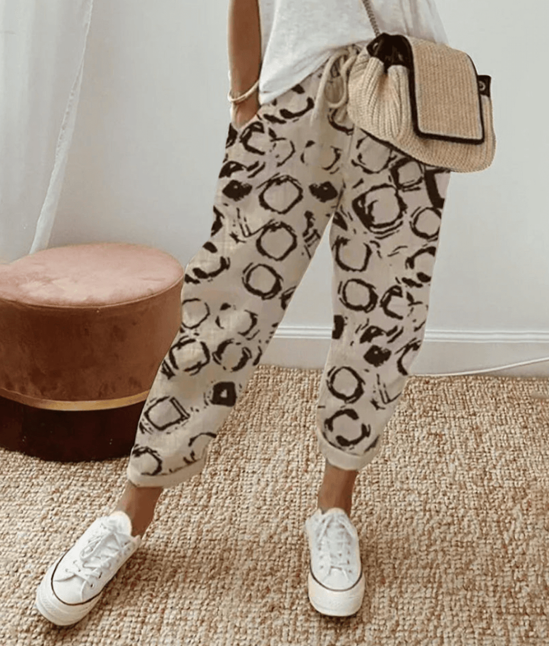 Slim Fit Printed Trousers with Comfort Waistband