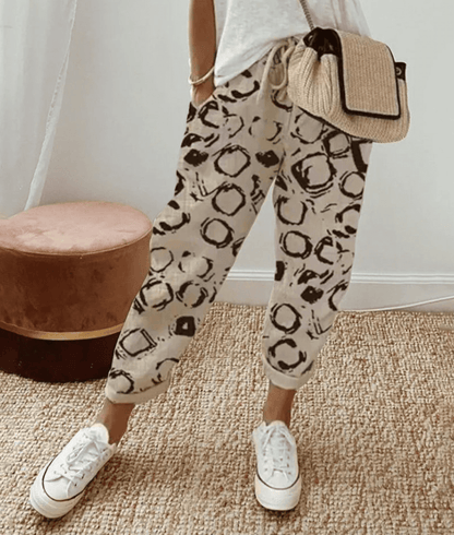 Slim Fit Printed Trousers with Comfort Waistband