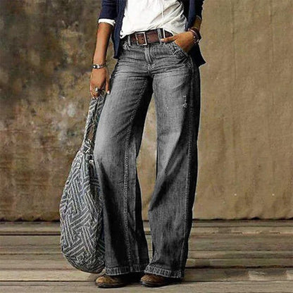 Fashionable High Waisted Wide Leg Women's Jeans