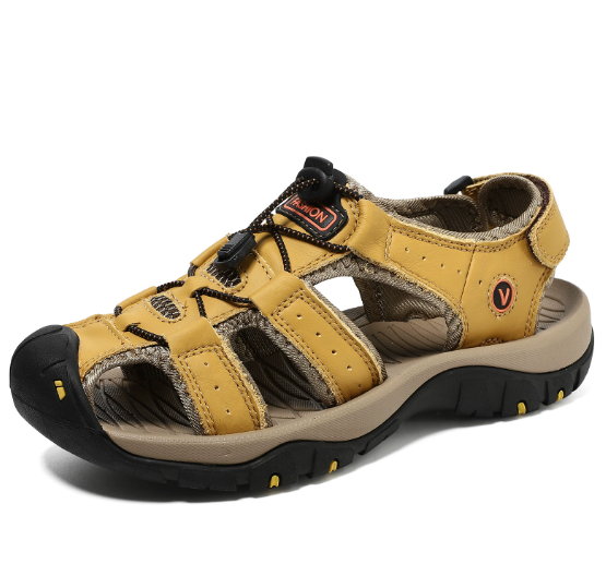 Waterproof Leather Sandals for Men Closed Toe Summer Shoes - VibreMode