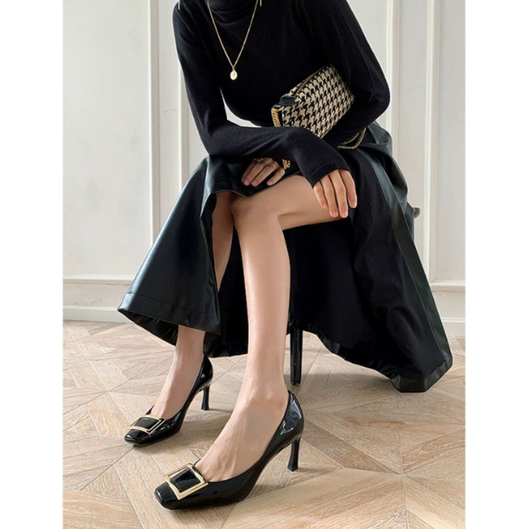 Women's Closed-Toe Heels Buckle Accent