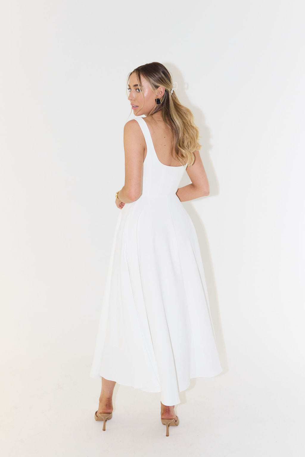 Women's Sleeveless Square Neck Midi Dress