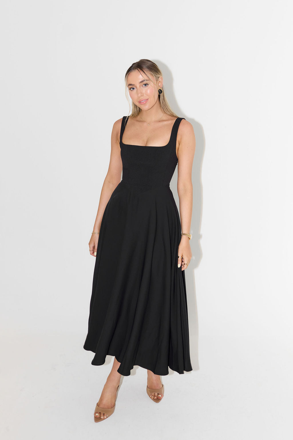 Women's Sleeveless Square Neck Midi Dress