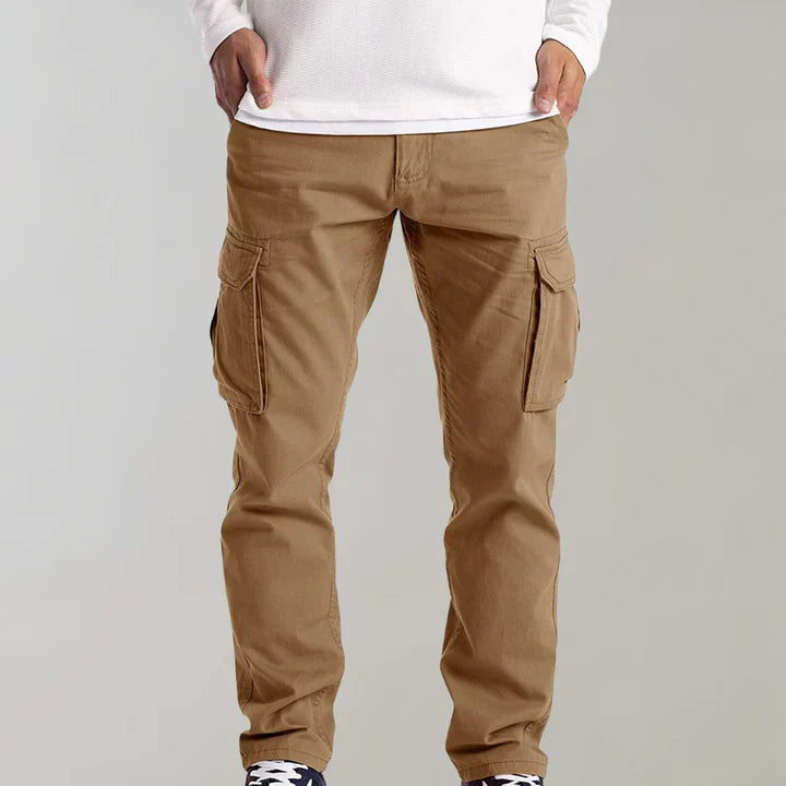Men's Cargo Pants Cotton Relaxed Fit Beige
