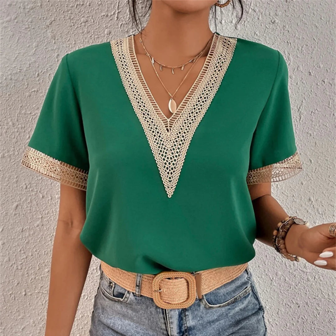 Women's Crochet Trim Blouse