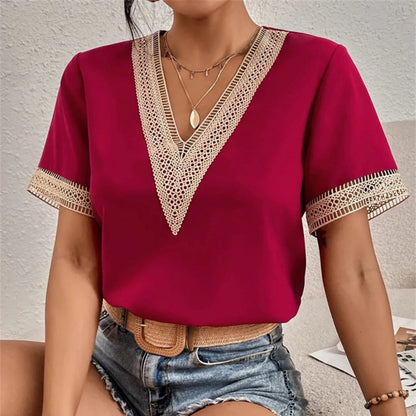 Women's Crochet Trim Blouse