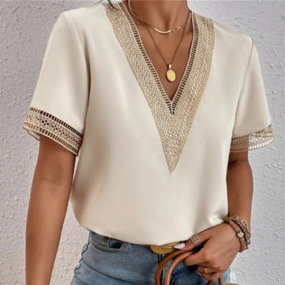 Women's Crochet Trim Blouse