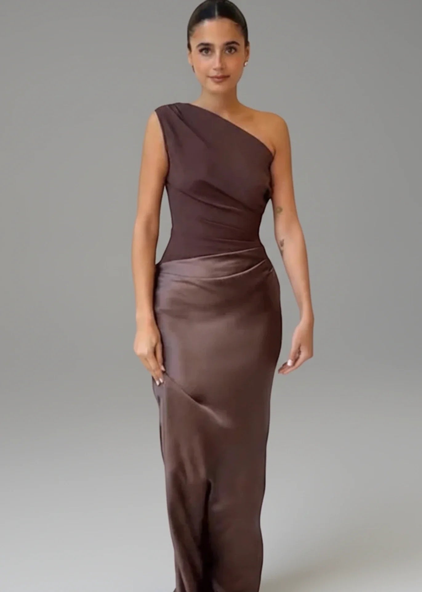 Women's One Shoulder Maxi Evening Dress - VibreMode